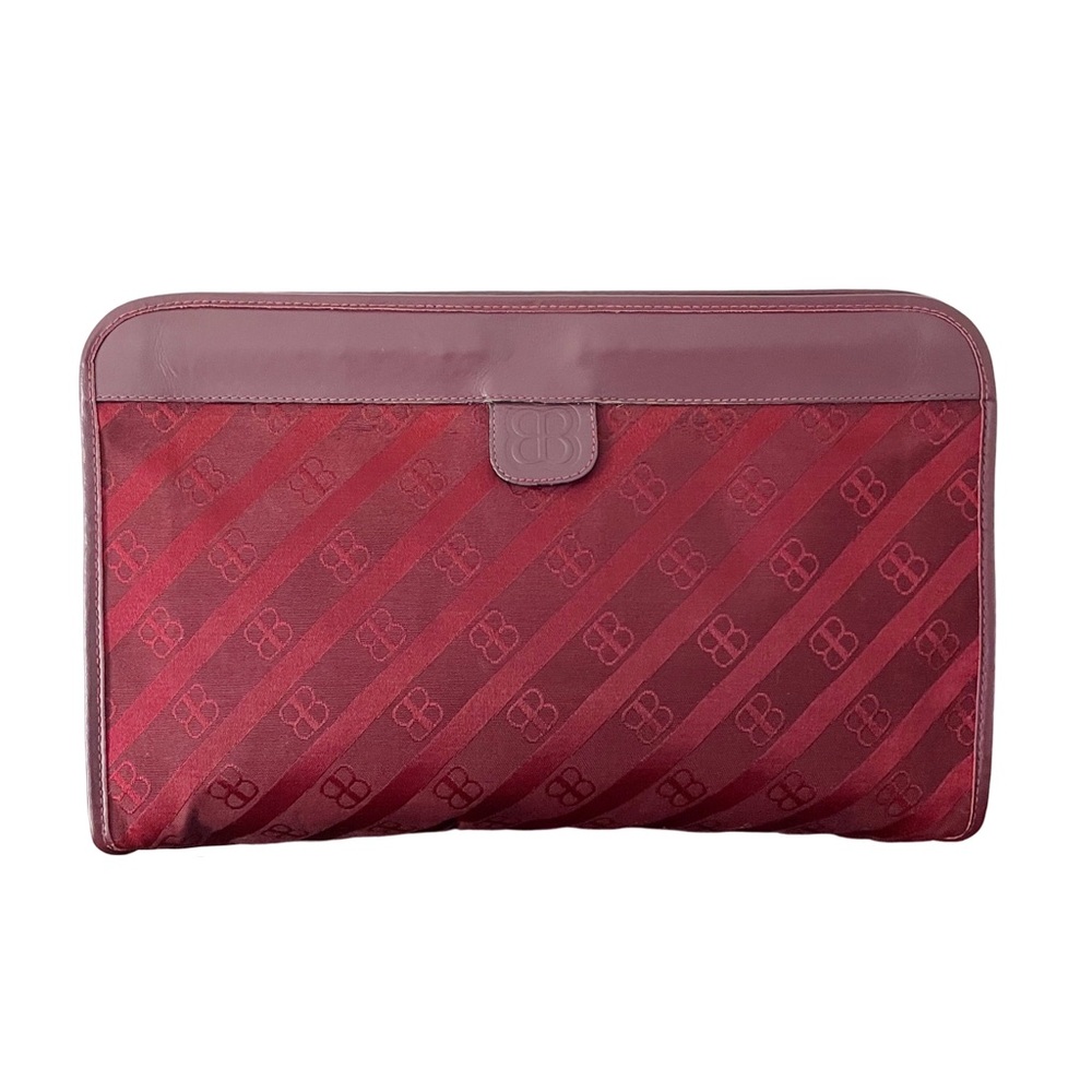 Balenciaga burgundy red butterfly BB logo monogram vintage clutch bag